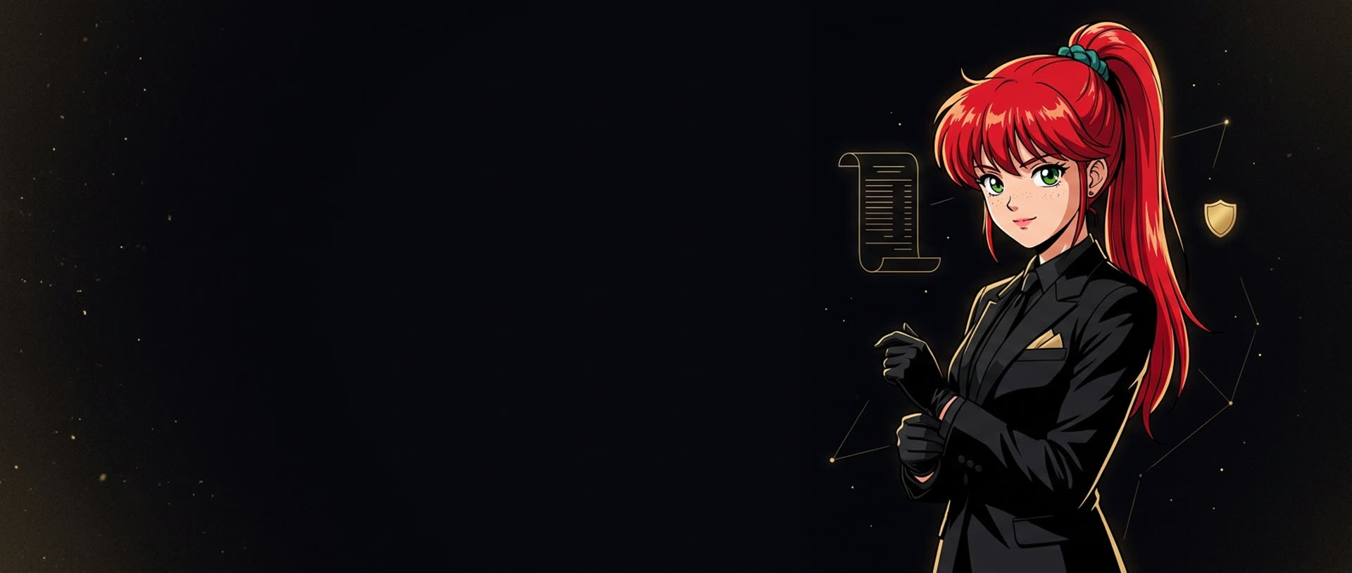 Annie in a black tuxedo with black gloves — the AGNT Black Label concierge